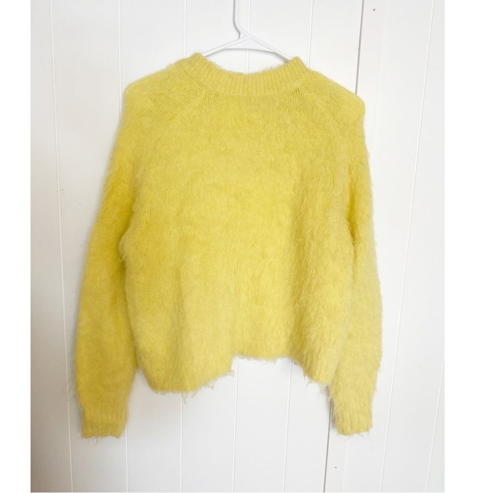 Madewell brushed v-neck sweater lemon yellow - Picture 4 of 6